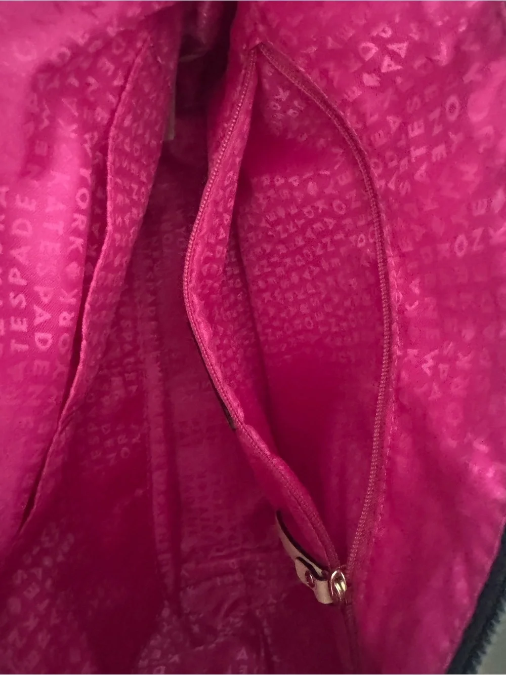 kate spade Black Nylon Tote with Tan Leather Handles and Gold Plaque